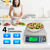 Large Digital Kitchen Scale 40kg/88lb Stainless Steel Price Computing Scale Counting Scale Deli Scale with LCD Display for Baking Bread Cooking Meat Prep Parts and Coins Adapter Included MOCCO