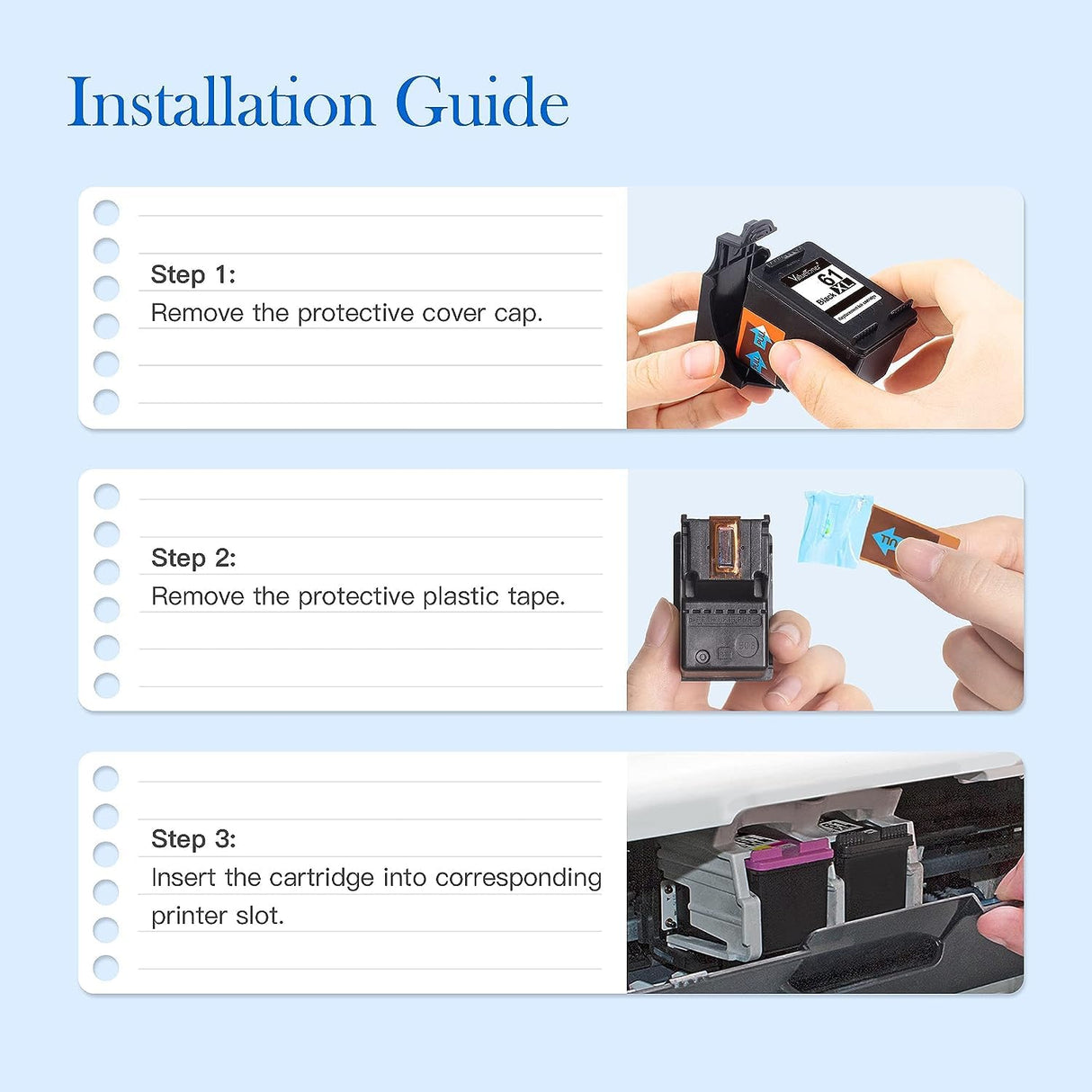 Valuetoner Remanufactured Ink Cartridges Replacement for HP 61 Ink Cartridge Combo Pack 61XL Works with HP Envy 4500 4502 5530 Deskjet 2540 3510 OfficeJet 4630 Printer (1 Black, 1 Tri-Color, 2-Pack) Valuetoner