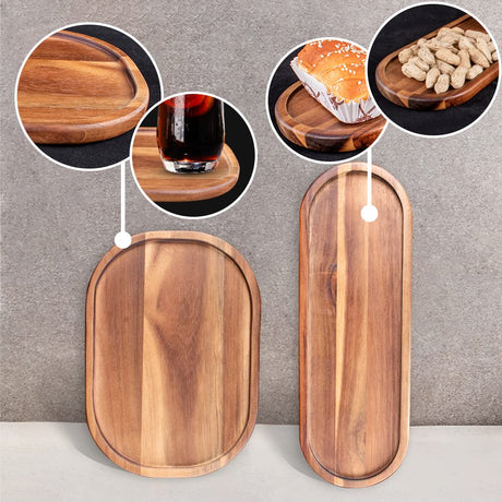 Wooden Vanity Bathroom Trays, Farmhouse Wood Perfume Tray Home Rustic Decor Plate, Kitchen Counter Top Storage, Rectangular Sink Organizer Tray for Soap Bottle Accessories GinSent