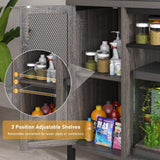 Hlivelood 55-75 Gallon Fish Tank Stand with Power Outlet&LED Lights, Heavy Duty Metal Aquarium Stand for 2 Fish Tank Accessories Storage, Suit for Turtle Tank, Reptile Terrarium, 880lbs Capacity, Grey Hlivelood