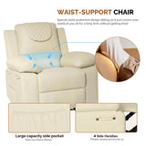 Recliner Chair, Electric Recliner Massage Chairs for Adults with PU Leather,Padded Seat Backrest Comfy Chairs for Living Room, Reading, Sleeping, Adjustable Recliner (Beige) homeokay