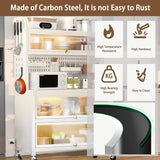 TVMCNA 63" Tall Kitchen Pantry Storage Cabinet, Large Capacity Hutch Cabinet with Acrylic Doors and Microwave Stand, Bakers Racks with Storage for Kitchens, Pantry, Living Room TVMCNA