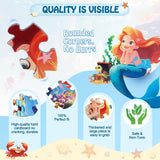 DIGOBAY Floor Puzzles for Kids Ages 3-5, 70 Pieces Mermaid Jigsaw Puzzle for Toddler Girls Ages 3 4 5 6 7 8 Year Old, Large Round Underwater Princess Puzzle Educational Learning Toys Birthday Gift DIGOBAY