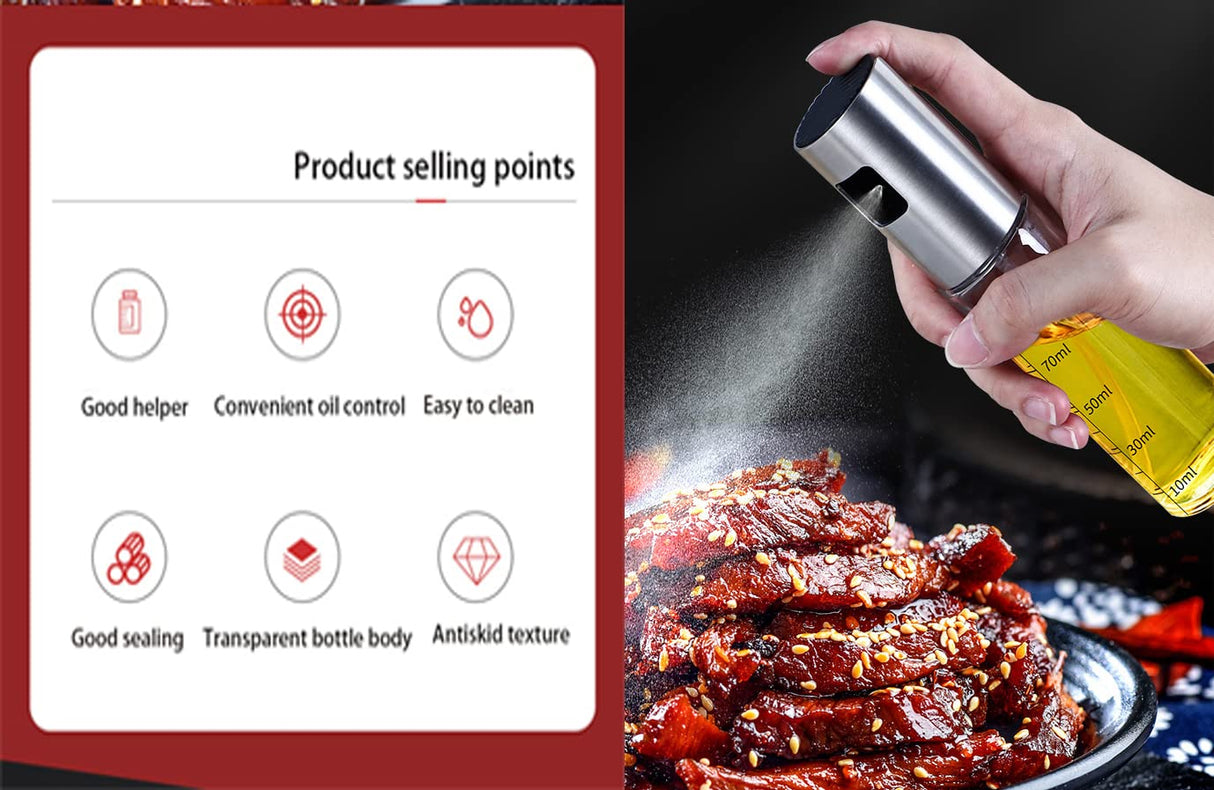 NIKKIER Oil Sprayer for Cooking,100ml Olive Oil Spritzer,Oil Sprayer for Air Fryer, Salad,BBQ,Roasting NIKKIER