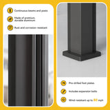 MELLCOM Louvered Pergola with Screen 10x13, Wall-Mounted Adjustable Pergola, Lean to Aluminum Gazebo with 3 Pull-Down Screen Sides and Adjustable Roof for Backyard, Dark Gray MELLCOM