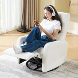 Jocisland Swivel Rocker Recliner Chair for Adults, Nursery Rocking Reclining with High Back, Small Glider for Small Spaces/Living Room/Bedroom/Nursing, Off-White Teddy Jocisland