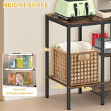 OGEMXU Kitchen Baker's Rack, Microwave Stand Table with Storage, 4-Tier Small Kitchen Shelf Rack for Living Room, Office, Corner, Industrial, Rustic Brown OGEMXU