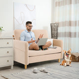 VINGLI 47" Small Couch, Linen Loveseat Sofa Light Brown Mini Couch Mid Century Modern Decor Love Seat for Small Spaces Living Room, Bedroom, Play Room VINGLI