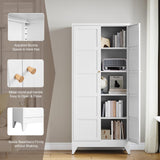 Yizosh Metal Storage Cabinet with 2 Doors and 4 Adjustable Shelves,- 72" White Kitchen Pantry Storage Cabinet for Kitchen,Living Room,Dining Room Yizosh