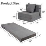 LOVMOC Folding Sofa Bed, High-Density Memory Foam Sofa Bed with a Fluffy Pillow, Floor Couch Guest Bed, Single Size, Dark Grey LOVMOC