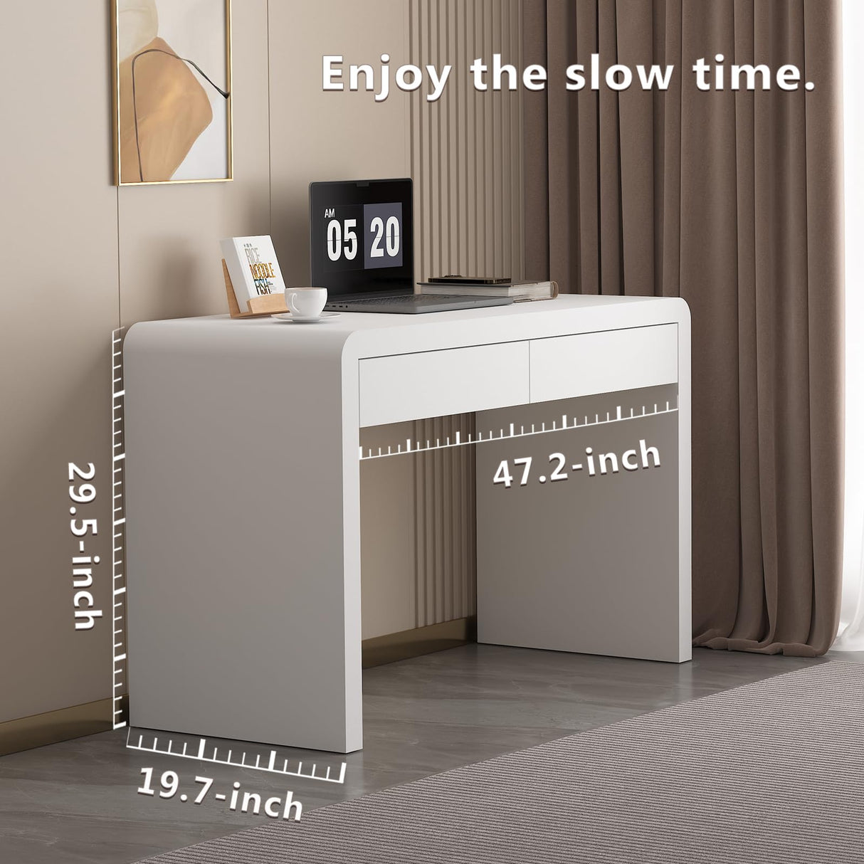 Dongge White Computer and Gaming Desk with Drawers.Home Office desks for Bedroom.Wooden Kids' Writing Table.Three-Layer Lacquered Thick Wooden Board Work Desk That can be Used as a Vanity(Z-101) Dongge