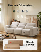 Pipishell 3 Seater Sofa Couch with Deep Seats and Wide Armrests, 89" Couches for Living Room, Comfy 3-Seater Futon Sofas, Modern Upholstered Couch with Removable Washable Cover, Linen Fabric, White Pipishell