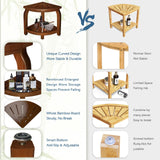 Bamboo Corner Shower Stool for Shaving Legs Foot Rest, Waterproof Bath Bench Seat with Storage Shelf for Bathroom Inside Shower, Hold Up to 450Lbs(Walnut) KingPavonini