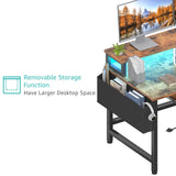 Lufeiya Computer Desk with File Drawers Cabinet, 47 Inch Home Office Desks with Keyboard Tray, Gaming Desk with LED Lights and Power Outlets, Writing Table PC Desks with Monitor Stand, Rustic Brown Lufeiya