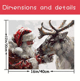 AREOPNMG Christmas Santa Claus Paint by Numbers Kit for Adults Beginner DIY Winter Elk Painting by Numbers Kits,with 3 Brushes and Acrylic Paint(Without Frame), Home Wall Decor 12 x 16 in AREOPNMG