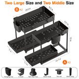 Sevenblue 4 Pack Under Sink Organizer, Bathroom Organizers and Storage, 2 Tier Multi-Use Pull Out Cabinet Organizer with Hang Hooks and Cups (Black, 4 Pack) Sevenblue