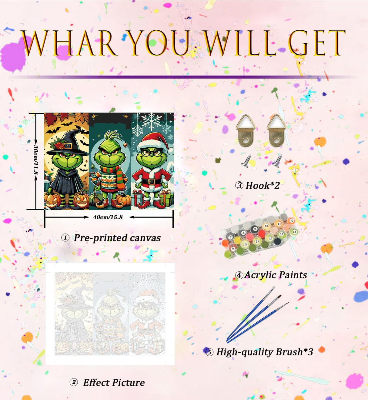 Christmas Paint by Numbers Kit for Adults Beginner,DIY Winter Painting by Numbers Kits,with 3 Brushes and Acrylic Paint(Without Frame), Home Wall Decor 12 x 16 in CZYWJMEI