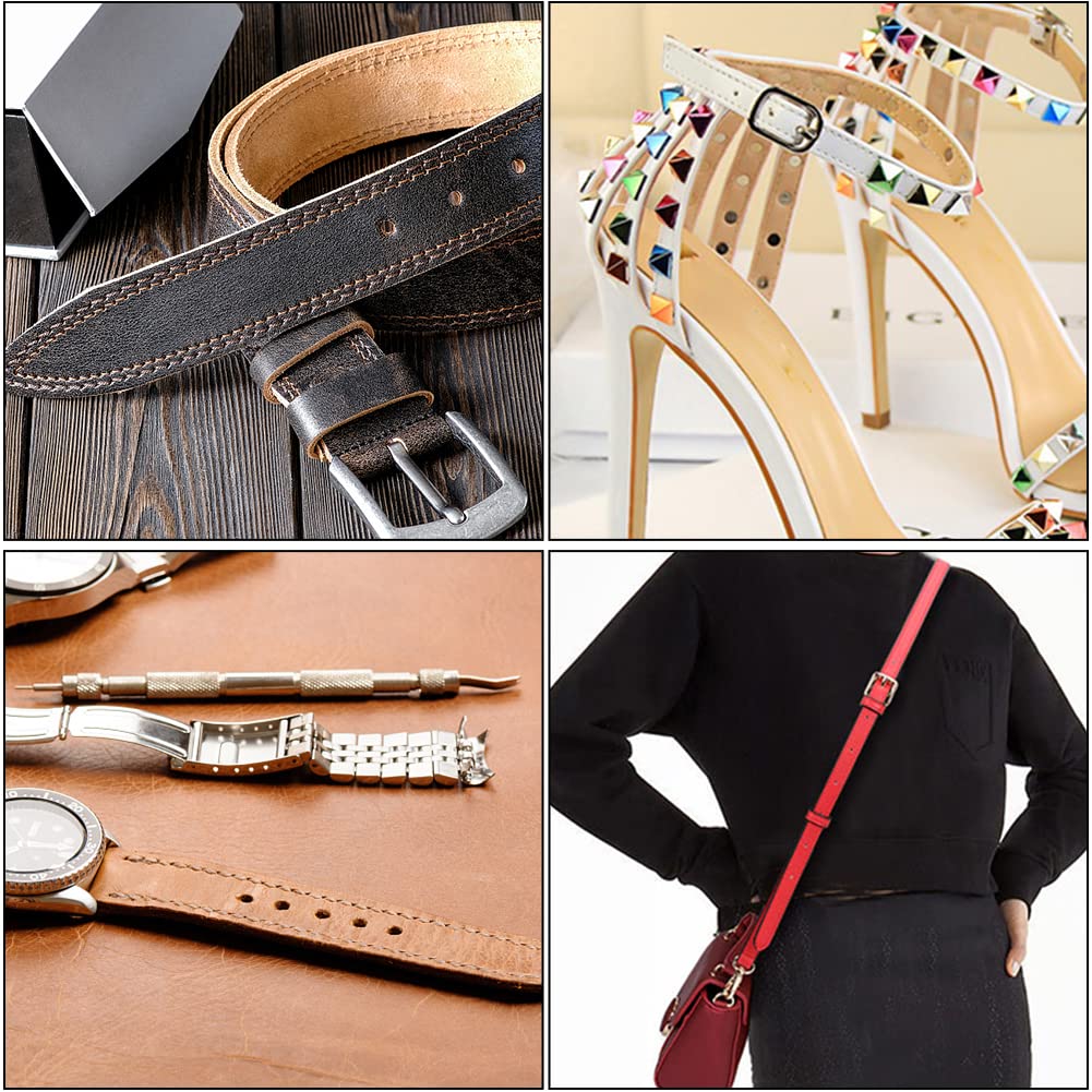 TLKKUE Adjustable Leather Hole Punching Tool Automatic Puncher with Wooden Handle Hollow Hole Punch with 6 Tips Size (1.5mm/2mm/2.5mm/3mm/3.5mm/4mm) for Leather Belt, Bag, Wristband TLKKUE