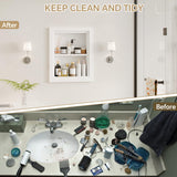 Solid Wood 14 X 18 Recessed Medicine Cabinet,2-Tier, Medicine Cabinet Organizer,Wall Niche, Bathroom Wall Cabinet, recessed bathroom Cabinet,Recessed Wall Cabinet, Bathroom Cabinet With Storage, White BPMFDTNL