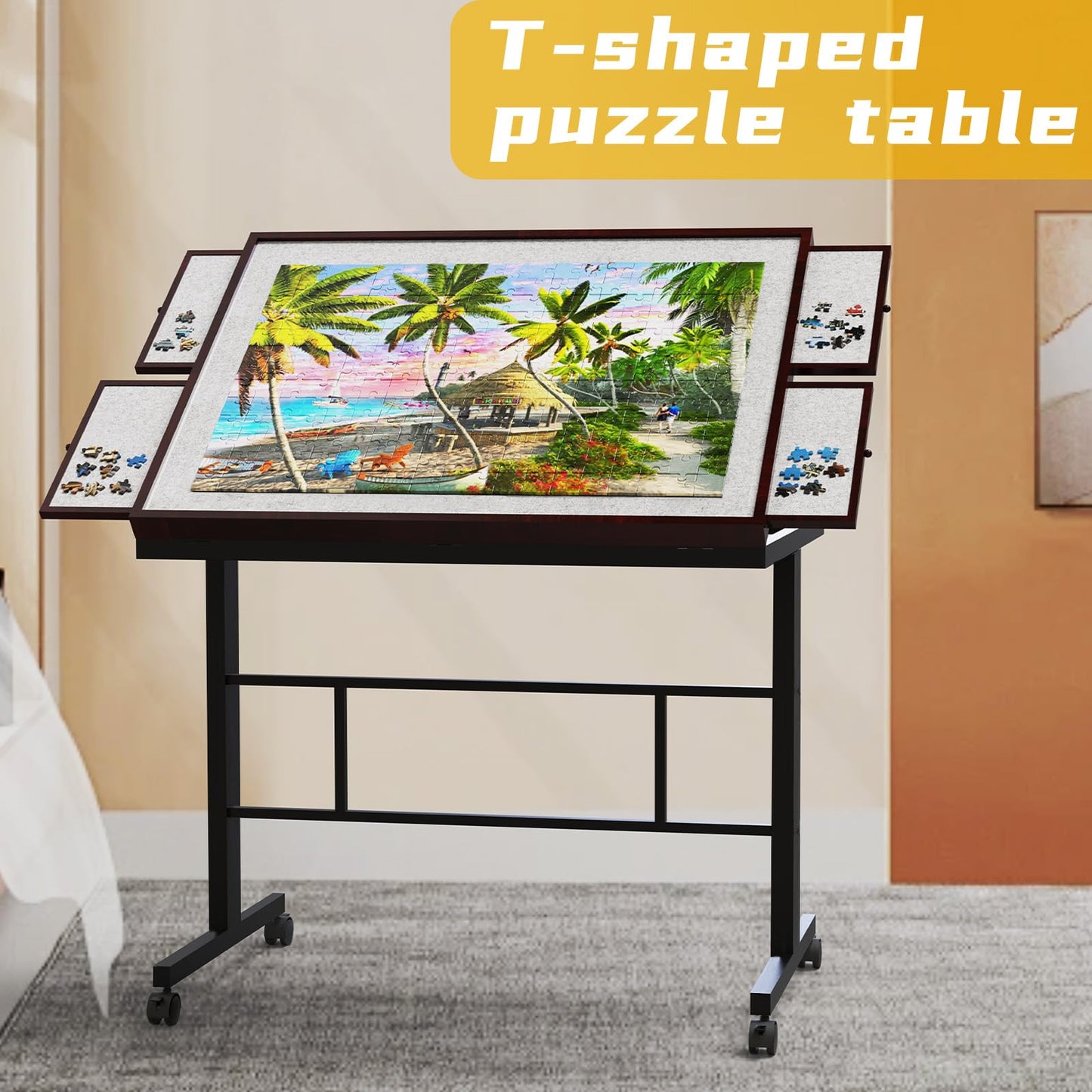 Jigsaw Puzzle Table 1500pcs, Adjustable Five Up Angles Puzzle Table with Drawers,Puzzle Board with Drawers,Puzzle Tables for Adults