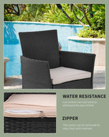 3 Piece Furniture Patio Chairs Wicker Outdoor Rattan Conversation Bistro Set for Backyard Porch Poolside Lawn (Black) PayLessHere