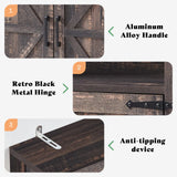 AMERLIFE Farmhouse Bookcase with Doors, 5 Shelf Bookshelf Storage Cabinet with Adjustable Shelves & Barn Door, Versatile Storage Pantry Cabinet for Bedroom, Living Room, Kitchen, Rustic Oak Black AMERLIFE