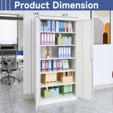 Anxxsu Metal Garage Storage Cabinet, 71" Locking Storage Cabinet with 2 Doors and 5 Adjustable Shelves, Lockable Metal Cabinet for Office,Home,Garage,Gym,School（White） Anxxsu