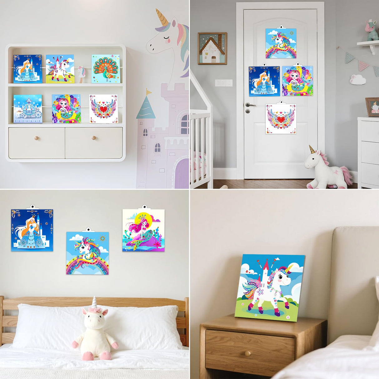 Gem Art Sticker Kit, Arts and Crafts for Kids Age 4-12, 8 Unicorn Princess Themes Diamond Art Kit, Gemstone Sticker Crafts Christmas Birthday Gifts for Girls Ages 4,5,6,7,8 Year Old (Unicorn) Fortand