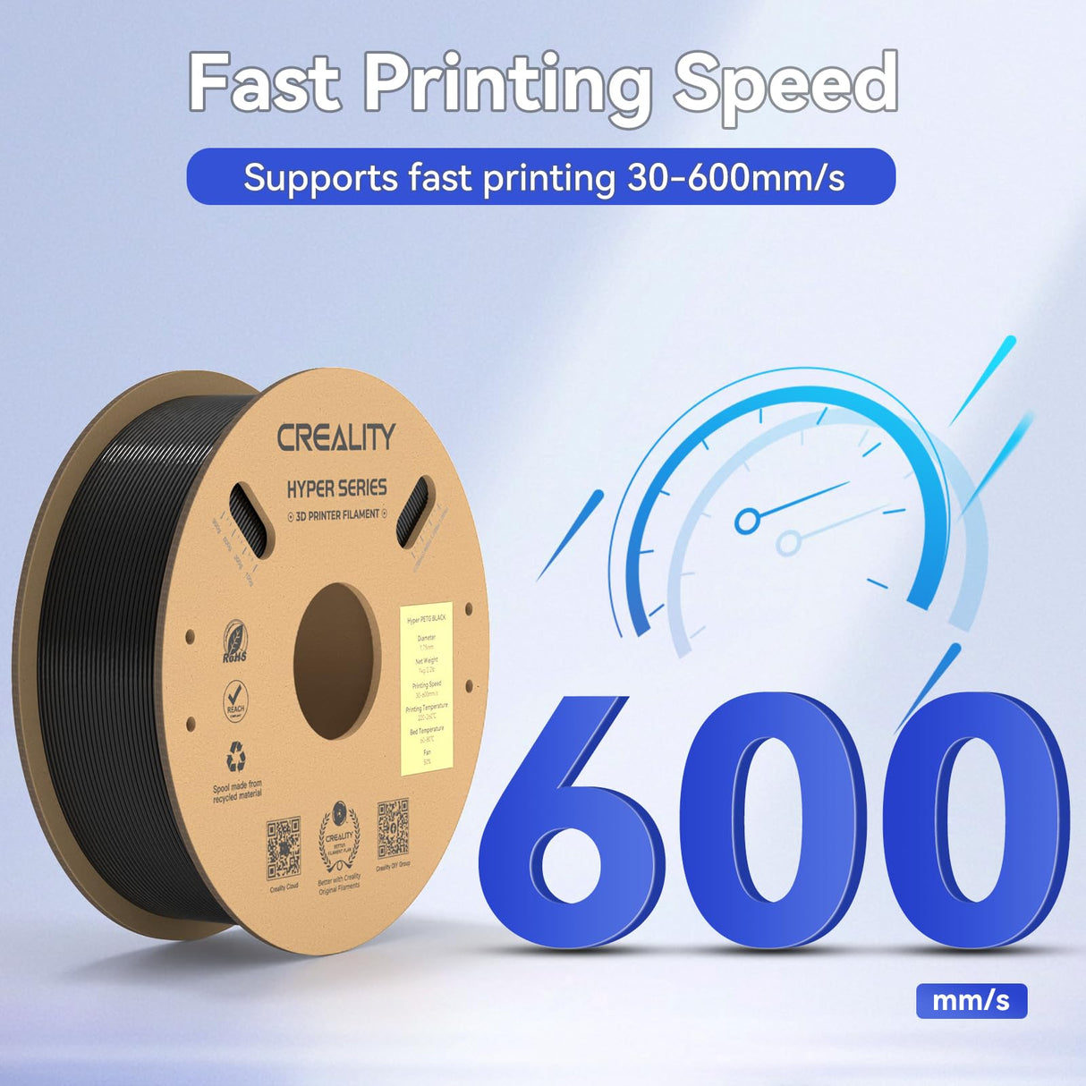 Creality Upgrade Hyper PETG Filament for K1 Max Christmas Decorations, 2024 Latest Batch, High Speed 30-600mm/s 3D Printer Filament PETG, No Stringing Good Layer Adhesion Fit Various 3D Printers Creality