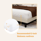 alazyhome Upholstered Platform Twin Size Bed Frame with Adjustable Button Tufting Headboard Wooden Slats Support No Noise Easy Assembly Beige Velvet alazyhome