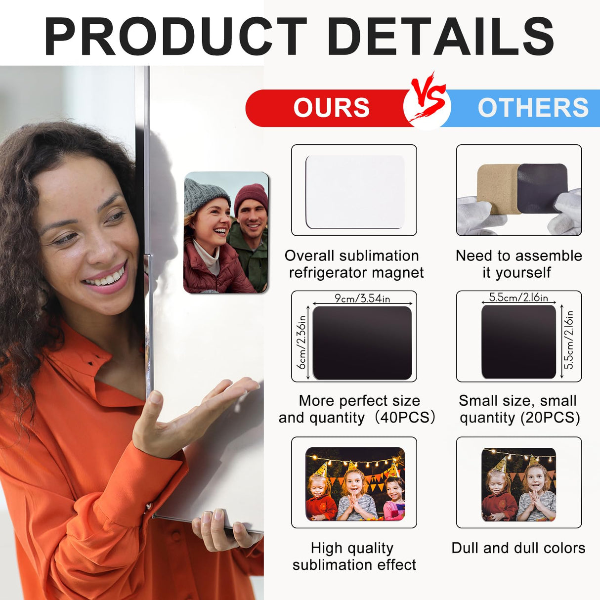 40 Pcs Sublimation Magnets Blank 3.5 x 2.3 Inch Personalized Fridge Refrigerator Magnets Blanks DIY Sublimation Refrigerator Magnet Bulk Soft Magnetic for Kitchen Decorative Fridge Magnets Blank Set Ovveroche