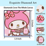PERFECTSIGHT Cute 5D Diamond Art Kits with Wooden Frame, Kawaii DIY Painting Art for Adults, Diamond Arts and Crafts Sets, Big Gem Full Drill Diamond Dots for Women Beginners (Milk) PERFECTSIGHT