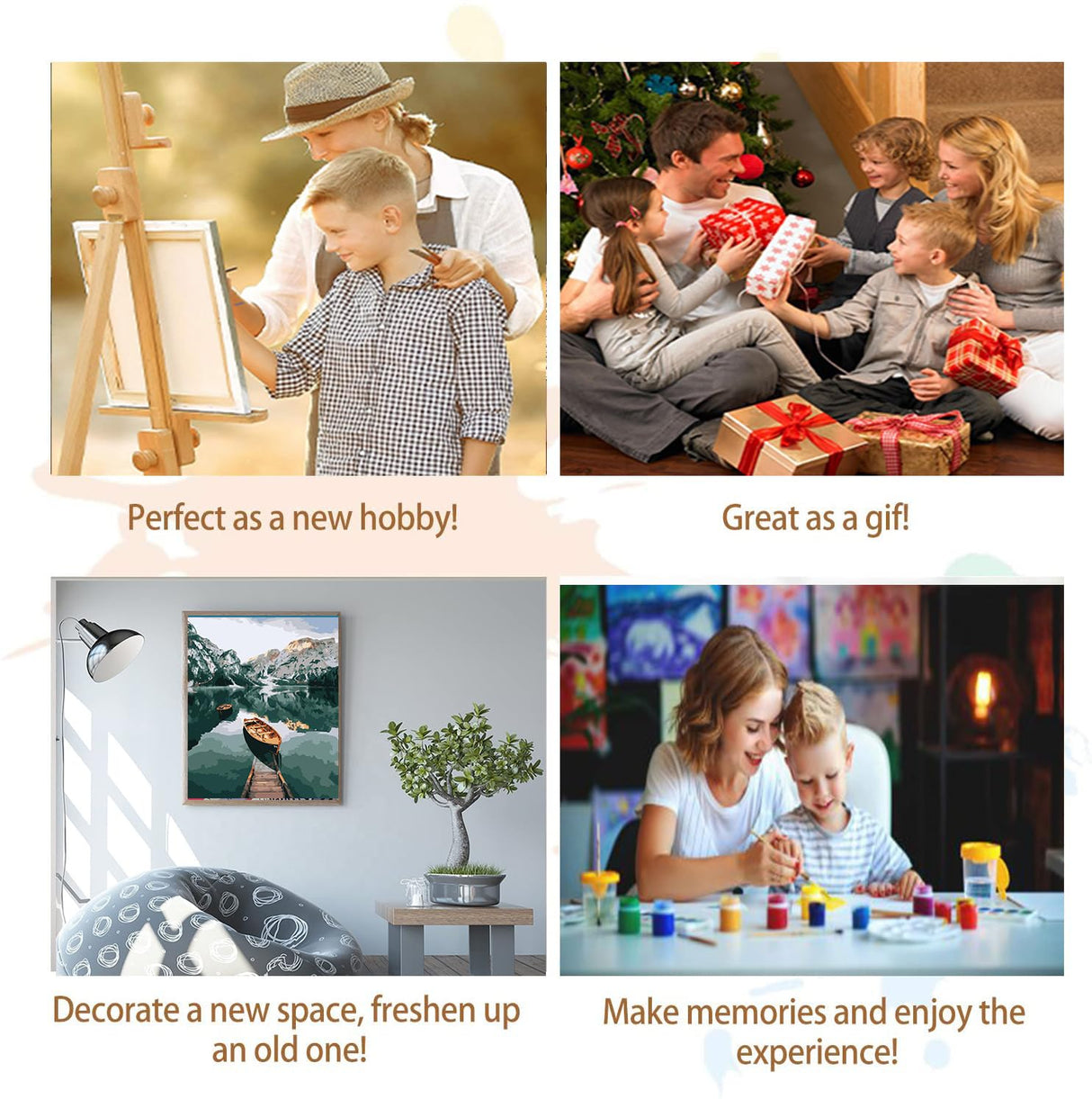 Artunion Mountain Lake Boat Paint by Numbers for Adults Beginner, Landscape Paint by Number Kits, DIY Oil Painting Paint by Number Kits on Canvas Arts Craft for Home Wall Decor 16x20 Inch Artunion