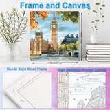 Artunion Framed Paint by Numbers Kit for Adults Beginners & Kids Ages 8-12,Big Ben Paint by Number with Frame,London City Paint by Numbers Kit on Canvas 10 * 10 Inch Without Easel Artunion
