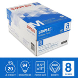 Staples Multiuse Copy Paper, 8 1/2" x 11" Letter Size, Fax Inkjet & Laser Printer Paper, 94 Brightness, White Color, 20 lb. Density (500 Sheets/Ream, 8 Reams/Carton) STAPLES