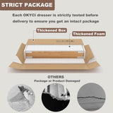 OKYCI Farmhouse 5 Drawer Dresser, Tall Dressers for Bedroom, Wood Chest of Drawers with 1.2" Thickened Top - 31.5" W * 48" H, Antique White OKYCI