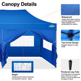 COBIZI 10x20 Pop up Canopy Tent 10x20 Canopy with 6 Sidewalls Waterproof Heavy Duty Commercial Canopy Tent for Parties Outdoor Tent Garden Gazebo Tent, Carry Bag with Wheel(10x20ft, Blue) COBIZI