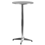 Flash Furniture 23.25" Round Aluminum Indoor/Outdoor Bar Height Table with Flip-Up Top, Heavy-Duty Aluminum Flip-Up Top Cocktail Table, Silver Flash Furniture