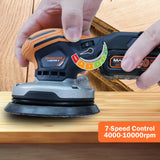MAXXT 20V Random Orbital Sander, 7-Speed Cordless Sander, 5-Inch Backing Plate 4,000-10,000 rpm High-Performance Woodworking Dust Removal System MAXXT