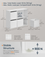 SONGMICS HOME Superfast Toolless Assembly, Bookshelf, Cube Storage Organizer, Shelving Unit, 6 Compartments, 4 Fabric Drawers, 10.6 x 32.7 x 24.3 Inches, Snow White ULBC196W01 SONGMICS HOME