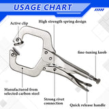 4 Pcs Locking C Clamp Set, Locking Pliers with Fixed and Swivel Pads, 6 Inch, 9 Inch, 11 Inch, Metal Tools Welding Clamps for Home Farm Minatee