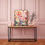 Pink Flowers Diamond Painting Kits for Adults, 5D Diamond Art Painting by Numbers Kits, DIY Pink Flowers Diamond Art Kits, Full Round Drill Diamond Paintings for Adults for Home Wall Decor, 12x16 in GUMITOON