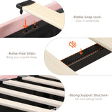 HIFIT Upholstered Full Size LED Bed Frame with Charging Station & 4 Storage Drawers, Velvet Crystal Button-Tufted Wingback Headboard, Princess Platform Bed Frames for Girls, No Box Spring Needed, Pink HIFIT