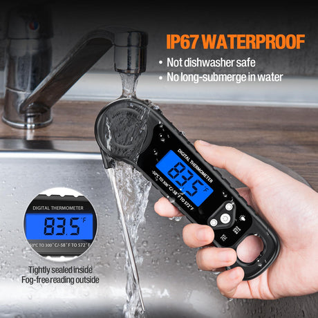 AMMZO Meat Thermometer Digital, Instant Read Food Thermometer - Waterproof w/Backlight for Cooking, Candy, Deep Fry, BBQ, Grill, Smoker and Roast, Camping & Kitchen Essentials, Gifts for Men Women AMMZO