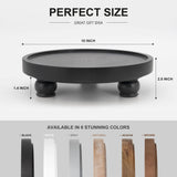 EOSAHR Modern Wood Riser for Display : Farmhouse Pedestal Stand for Kitchen Counter and Home Decor, Round Waterproof Display Tray for Soap on Sink (Black) EOSAHR