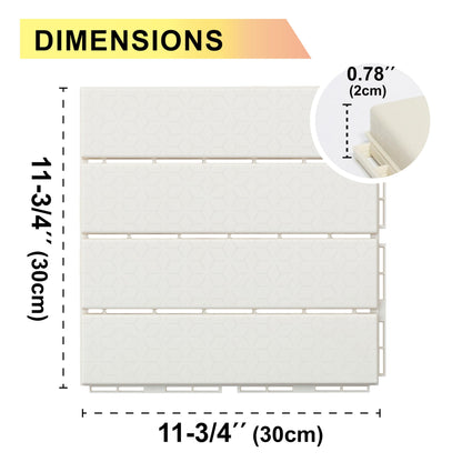 Easy Snap Im Home Living Zigzag Interlocking Patio Deck Tiles Square (Pack of 9, 12"x12") Plastic Ivory Waterproof Outdoor Flooring All Weather Floor Decking for Balcony Backyard (9, Ivory)