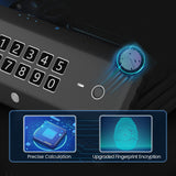 WodPeace Gun Safe for Pistols,Biometric Gun Safe,Fast Access Handgun Lock with Internal Light, Multi-Info Display Screen,Silent Mode,Fingerprint/PIN Code/KEY,Smart Box for Bedside Nightstand Car wodpeace
