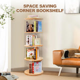 TAKEKIT 360° Rotating 4-Tier Bookshelf - Clear Acrylic & Wood Design for Playrooms, Bedrooms, and Living Rooms TAKEKIT