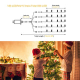 JMEXSUSS 500 LED Warm White Christmas Lights Indoor, 8 Modes Green Wire Christmas Tree Lights Outdoor Waterproof, Twinkle Fairy String Lights Plug in for Xmas Wedding Party Garden Patio JMEXSUSS