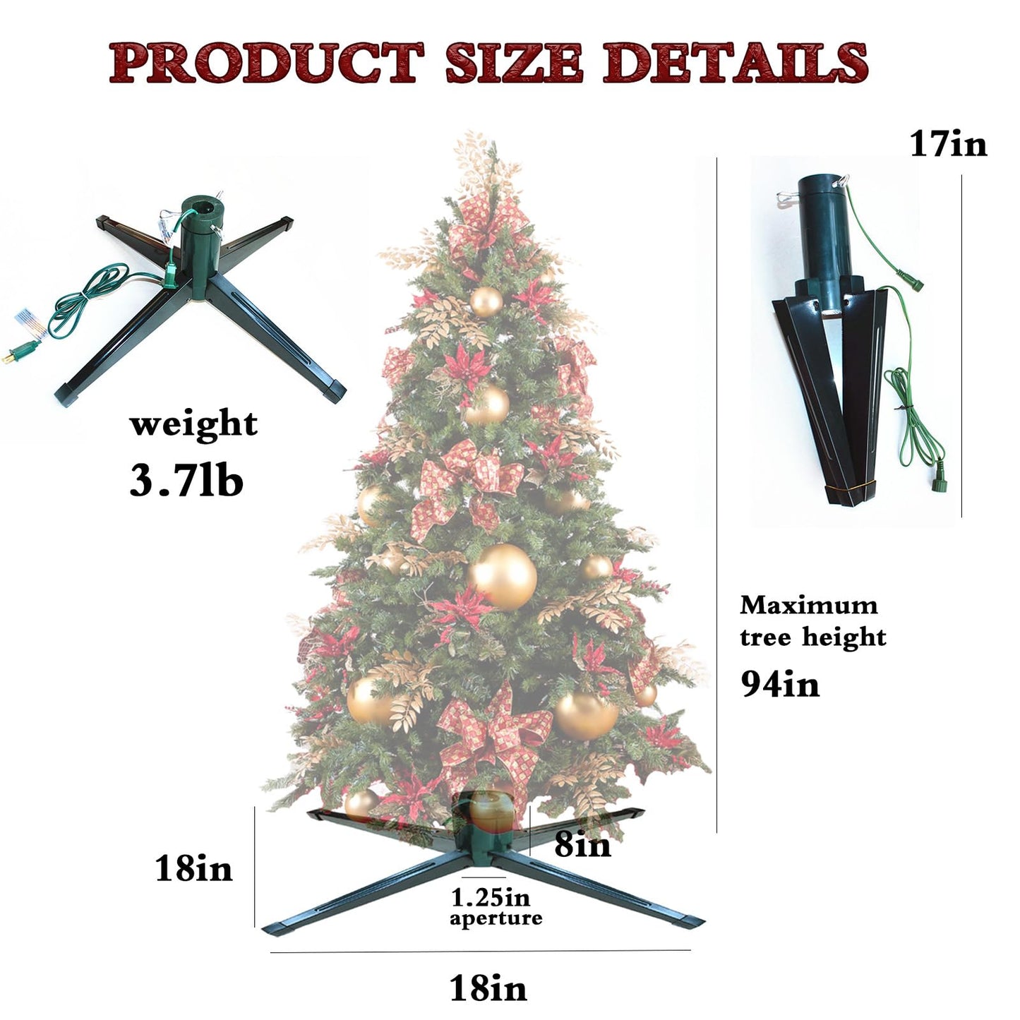 Afrasiy Rotating Christmas Tree Stand, 360 Rotating Automatically Adjustable Two-Way Rotating Tree Stand, Suitable for Christmas Christmas Tree Stand